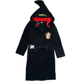 Boys or Girls Hooded Bath Robe, Dressing Gown, Black Age 7-14 Years