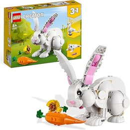 LEGO 31133 Creator 3in1 White Rabbit Animal Toy Building Set, Bunny to Seal and Parrot Figures, Bricks Construction Toys for