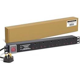 Lms Data 6 Way Horizontal 13a Switched Power Distribution Unit (PDU) With Switch Cover Multi Plug Power Strip Electric Charging