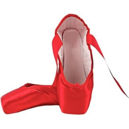 Dance Flat Shoes, Gymnastics Yoga Shoes, Ballet Slippers Adult Kids Ballet Pointe Shoes Nude/Black/Red Satin Girls Women
