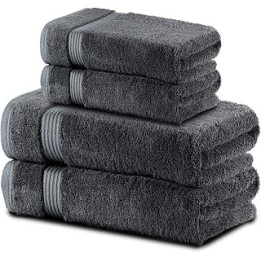 Comvi Bamboo Luxury Bathroom Towels Set of 4 (2 Bath & 2 Hand Towels) - 700GSM - 50% Bamboo 50% Cotton Bathroom Linen - Soft,
