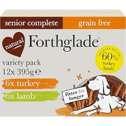 Forthglade Complete Natural Wet Dog Food - Grain Free Variety Pack (12 x 395g) Trays - Turkey & Lamb with Vegetables - Senior