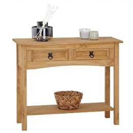 Corona Console Table 2 Drawer, Hall Mexican Solid Pine