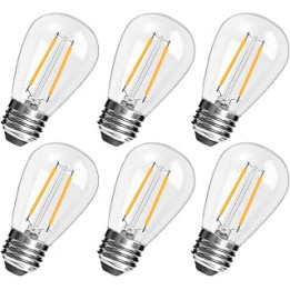 Spacelumen E27 Screw Bulb, S14 Vintage Edison LED Light Bulb, 2W 2700K Warm White Outdoor Light Bulbs Replacement, Pack of 6