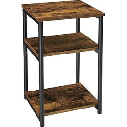 VASAGLE Sofa Side Table, 3-Tier End Table, Bedside Table with Steel Frame, for Living Room, Bedroom, Home Office, Industrial