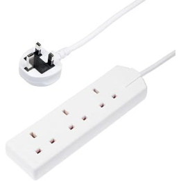 Invero® 3 Way Gang Triple Socket Power Mains Extension Lead 5M Metre Cable British Approved 13A Amps - White