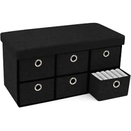 Hibtn Large Folding Ottoman Storage Boxes,Bench Seat Footstool,76 * 38 * 38cm 6 Drawers,Foldable Blanket Toy Storage Box