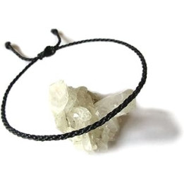 Black Simple String/Cord Bracelet/Macrame Unisex Simple Braided Cord/Thread Wristband Handmade with Waxed Cord. Waterproof and