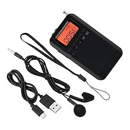 Eosnow Ortable Pocket Radio, Mini Portable AM/FM 2 Band Digital Radio Long Press To Lock for Home for Children
