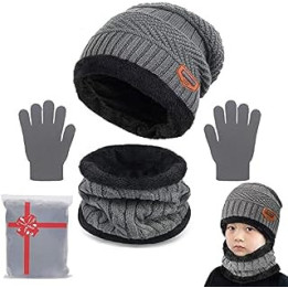 Kids Winter Hat Scarf and Gloves Set Girls Beanie Knitted Snood & Gloves 3 in 1 Super Soft Great Warm Boys 2-10 Years