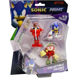 BANDAI Sonic Prime Collectable Figures 3 Pack Set 4 | 3 6.5cm Sonic The Hedgehog Models Based On The Sonic Prime Netflix TV
