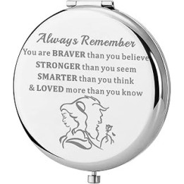 KEYCHIN Beauty Fairy Movie Pocket Mirror Princess Belle Fans Gifts Always Remember You are Braver Stronger Smarter Than You