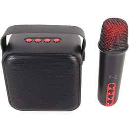 Portable BTSpeaker Mini Karaoke Machine Set with 1 Wireless Microphone,BTMicrophone Karaoke for Home Party KTV (Black)
