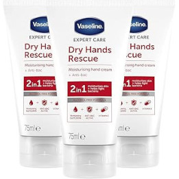 Vaseline Expert Care Dry Hands Rescue Anti-bac Hand Cream pack of 3 moisturises and protects against bacteria for dry skin 75 ml