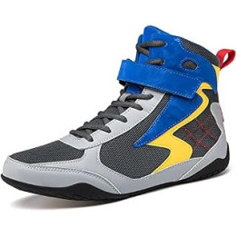 AASITZ Men Professional Fighting Wrestling Shoes Breathable Non-slip Wrestling Sports Shoes Youth Boxing Shoes-hui lan||6.5