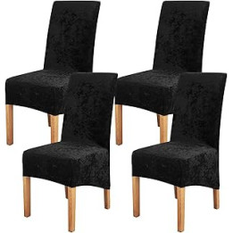 Crushed Velvet Large Size Dining Chair Covers Set of 4,Dining Room Chair Slipcovers,Stretch Elastic Removable Washable High