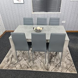 KOSY KOALA Grey Dining Table and 6 chairs kitchen dining set for 6