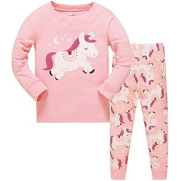 Girls Christmas Pyjamas Set Cute Kids Long Sleeve Cotton Pjs Pajama Sleepwear Tops Shirts & Pants Nightwear Children Outfit 1-7
