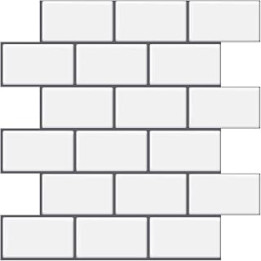 WoStick 10-Sheets Peel and Stick on Tiles, 1.6mm Thicker Subway Self Adhesive Wall Tiles Kitchen Backsplash White (12"x 12")