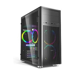 HellCrack Midi PC Case, ATX, Rear x 1 & Front x 2 120mm FRGB Fan Included, 1 x USB3.0 and 2 x USB2.0, Budget Friendly Business,