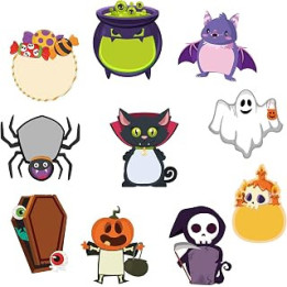 Cobee Cute Halloween Sticky Notes,10 Pack Cartoon Halloween Sticky Notepads Self-Stick Memo Pads Creative Page Markers Students
