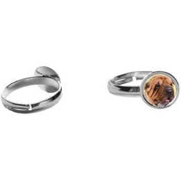 Shar-Pei Dog codez5 DOME on a Adjustable Ring Jewellery Gift Handmade