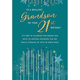 Regal Publishing Modern Milestone Age Birthday Card 21st Grandson - 9 x 6 inches,Green