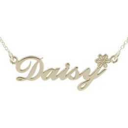 Sterling Silver Large Name Necklace With Flower