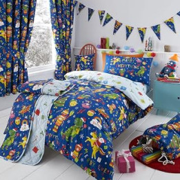 Happy Linen Company Girls Boys Kids Christmas Merry Everything Blue Double Reversible Duvet Cover Bedding Set