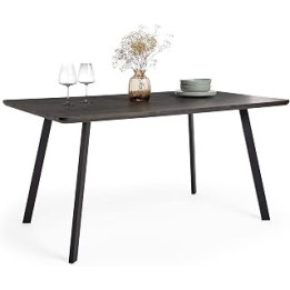 Spinningfield Dining Table - 6 Seater Kitchen Table for Dining Room - Rectangular Dark Wood Effect Dinner Table for 6 People -