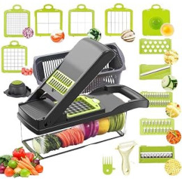Alrens 15 in 1 Vegetable Chopper, Kitchen Mandoline Vegetable Slicer, Multifunction Blads Vegetable Dicer and Chopper, Onion