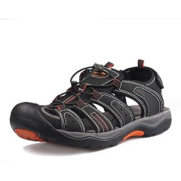 Mens Hiking Sandals Closed Toe Walking Sandals Hook and Loop Mesh & PU Upper Adjustable Heel Strap for Sports and Outdoors