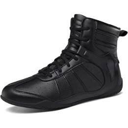 Unisex Boxing Shoes, Lightweight Breathable Fighting Shoes Indoor Anti-skid Wrestling Squat Training Shoes,Black-36