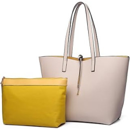 Women Handbag Set Shoulder Bag Set 2 Piece Tote Bag Set, Synthetic Leather, Reversible Use, Large Capacity, Can Hold 9.7'