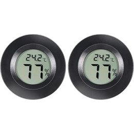2Pcs Mini Round Hygrometer Thermometer Digital LCD Monitor Meter Gauge Indoor Outdoor Humidity Temperature Gauge for
