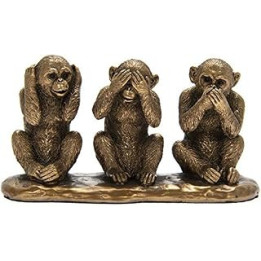 Reflections Of 3 Wise Monkeys Sculpture Resin Decorative Ornament Bronze Figure
