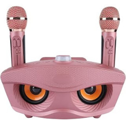 Karaoke Microphone,Karaoke Machine Wireless Bluetooth Karaoke Speaker Machine Home 2 Mircophones Support AUX FM Radio Rose Gold